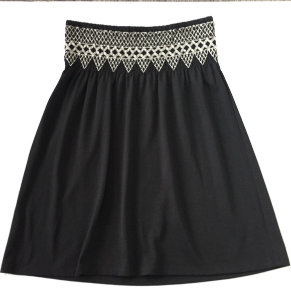 J Jill Skirt Ruffle Embroidery Waist Black XS - Picture 2 of 7